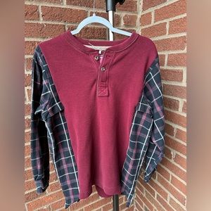 Upcycled Handmade Eddie Bauer Waffle Flannel Tee